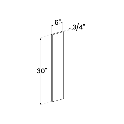 Picture of White Shaker - Wall Filler 6"W, 30"H